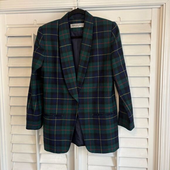 Amanda Smith Wool Green‎ Plaid Blazer Size 8 - Picture 1 of 9